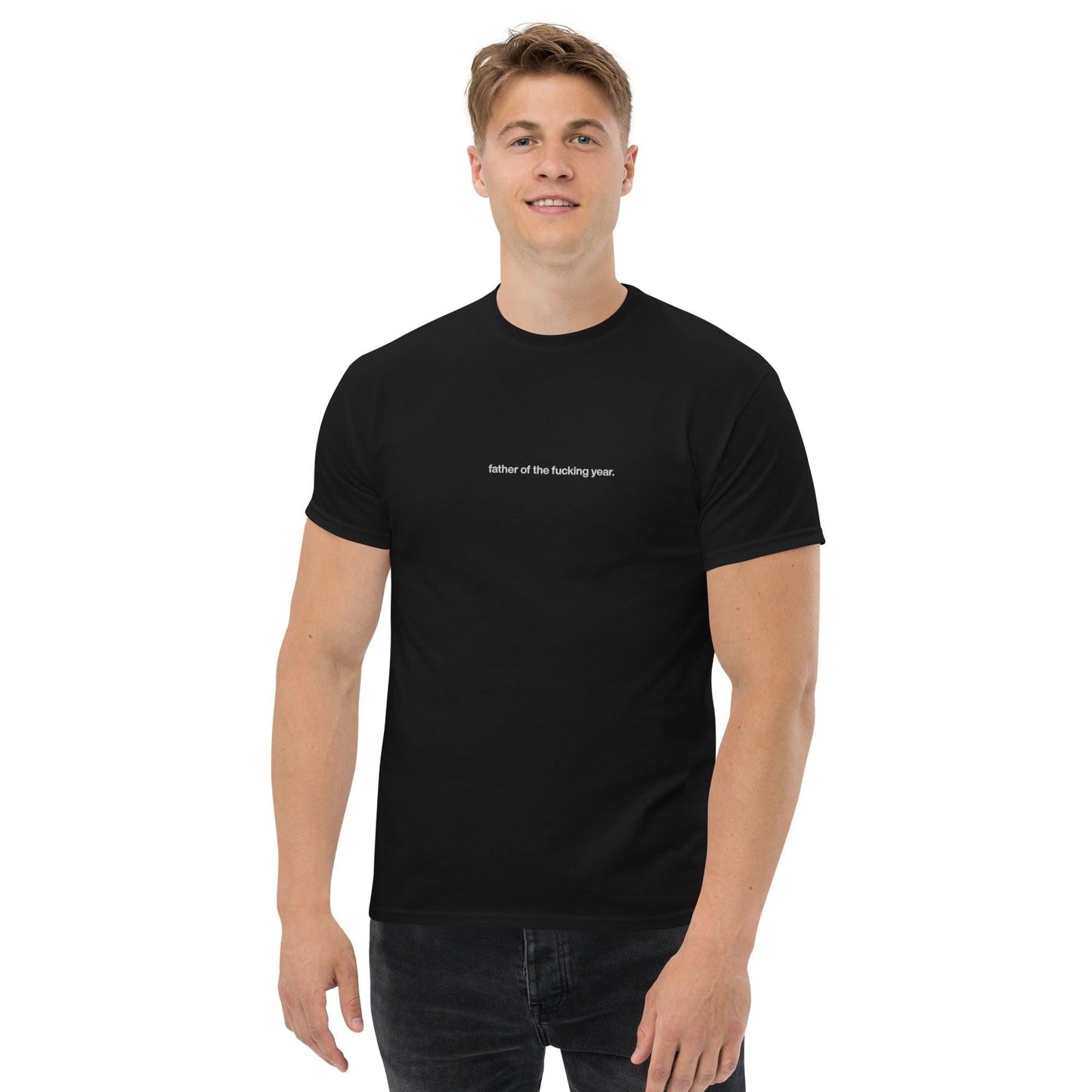Father of The Fucking Year - Embroidered Men's Heavyweight Tee - BADWAX