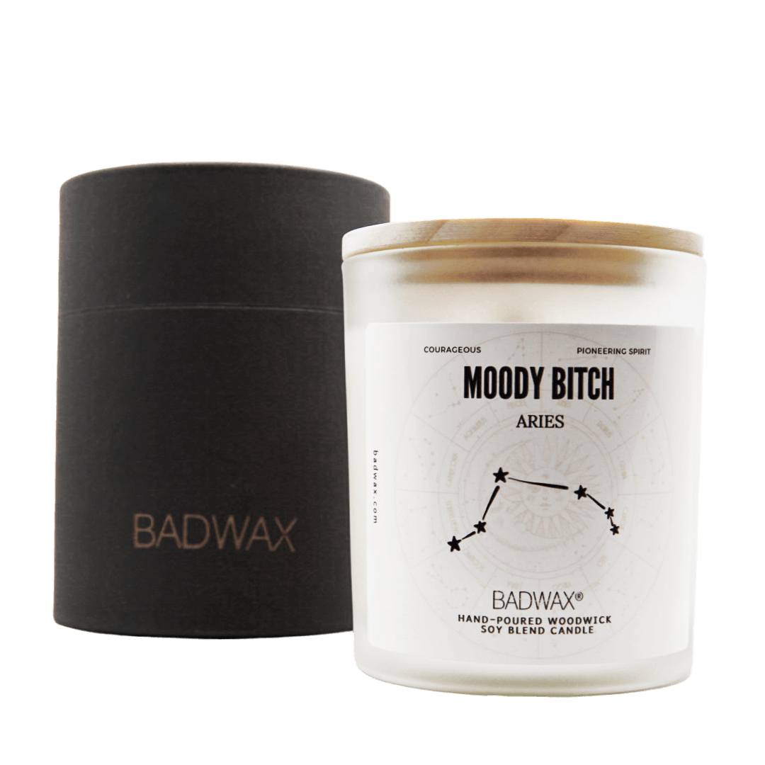 Aries - Moody Bitch - Zodiac Constellation Birthday Candle - Woodwick Candle - BADWAX