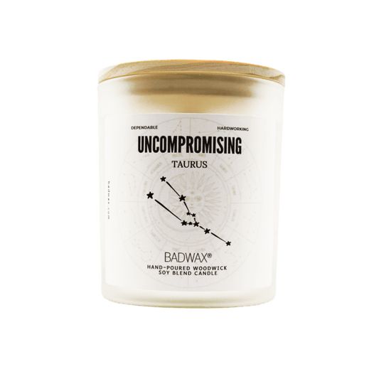 Taurus - Uncompromising - Zodiac Constellation Birthday Candle - Woodwick Candle - BADWAX
